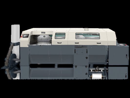 เครื่องเข้าเล่มแบบหนีบ 4 ตัวหนีบ ความเร็ว 2300 เล่ม/ชั่วโมง และขนาดการเข้าเล่ม 450x320 มม.