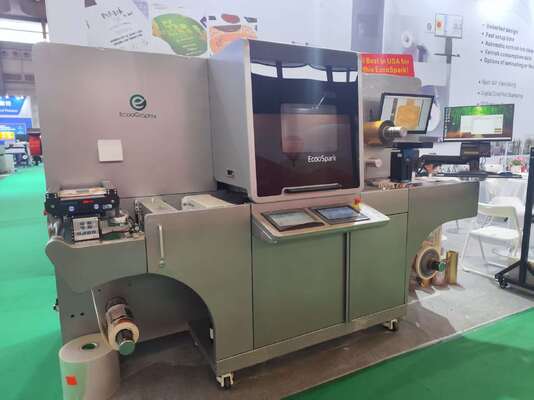 เครื่องพิมพ์และปั๊มฟอยล์ UV เคลือบเงาแบบดิจิทัล EcooSpark พร้อมการพิมพ์อักษรเบรลล์