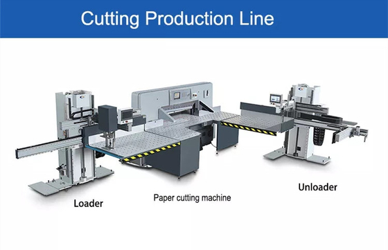 เครื่องตัดกองกระดาษออนไลน์อัตโนมัติ Guillotine Jogger พร้อม Loader Lifter